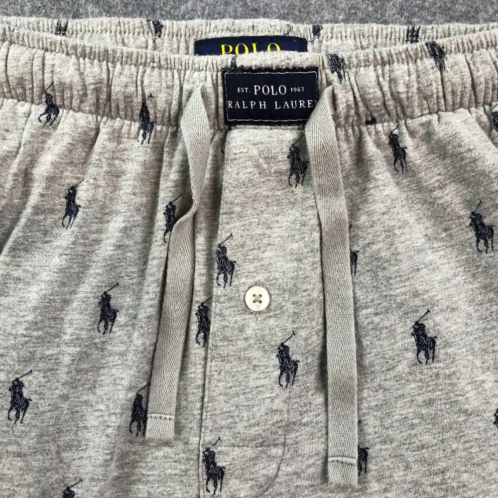 Polo Ralph Lauren Sleepwear Youth Boys Pants S Gray Logo Print Relaxed Fit